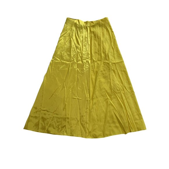 JAAF Ruffled Silk Midi Skirt in Lemon Yellow - Picture 1 of 5
